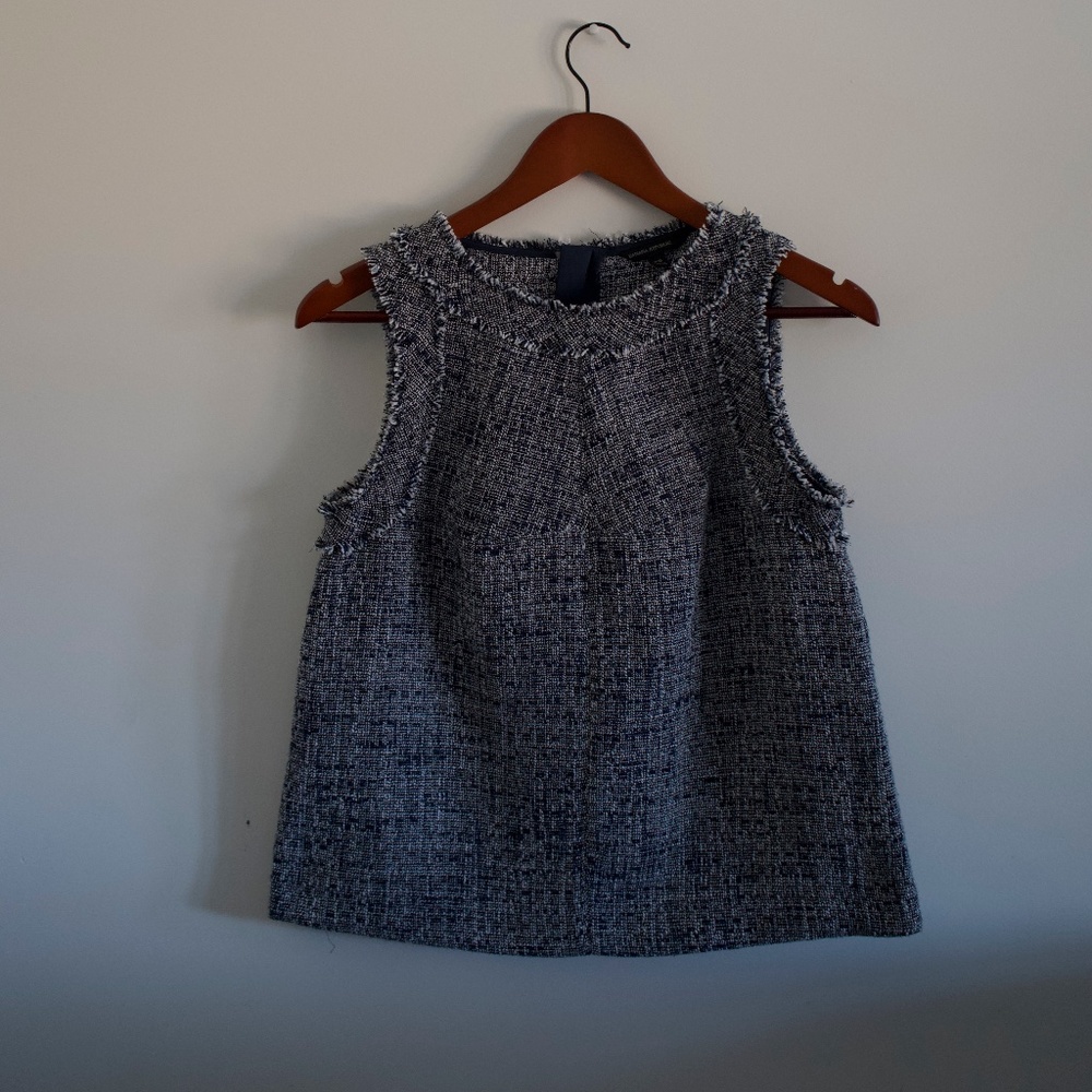 Banana Republic Blue/White Tweed Sleeveless Blouse